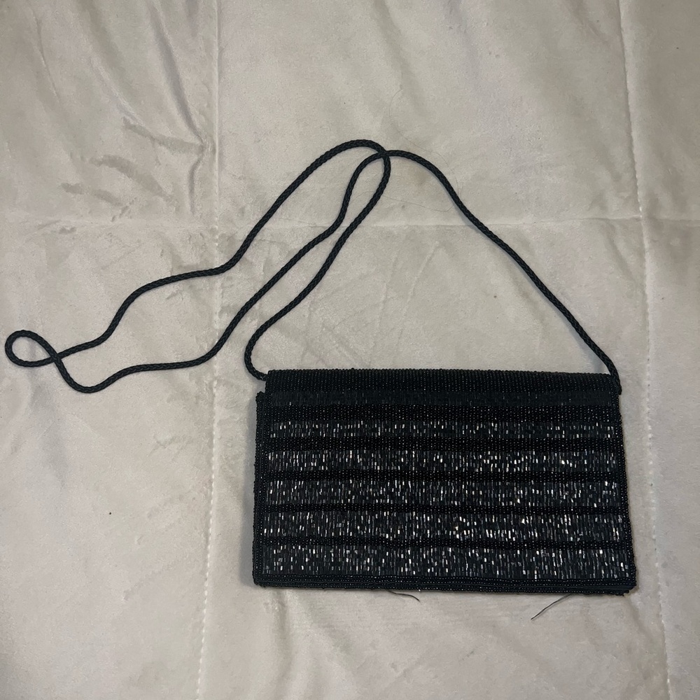 Vintage Black Beaded Evening Bag